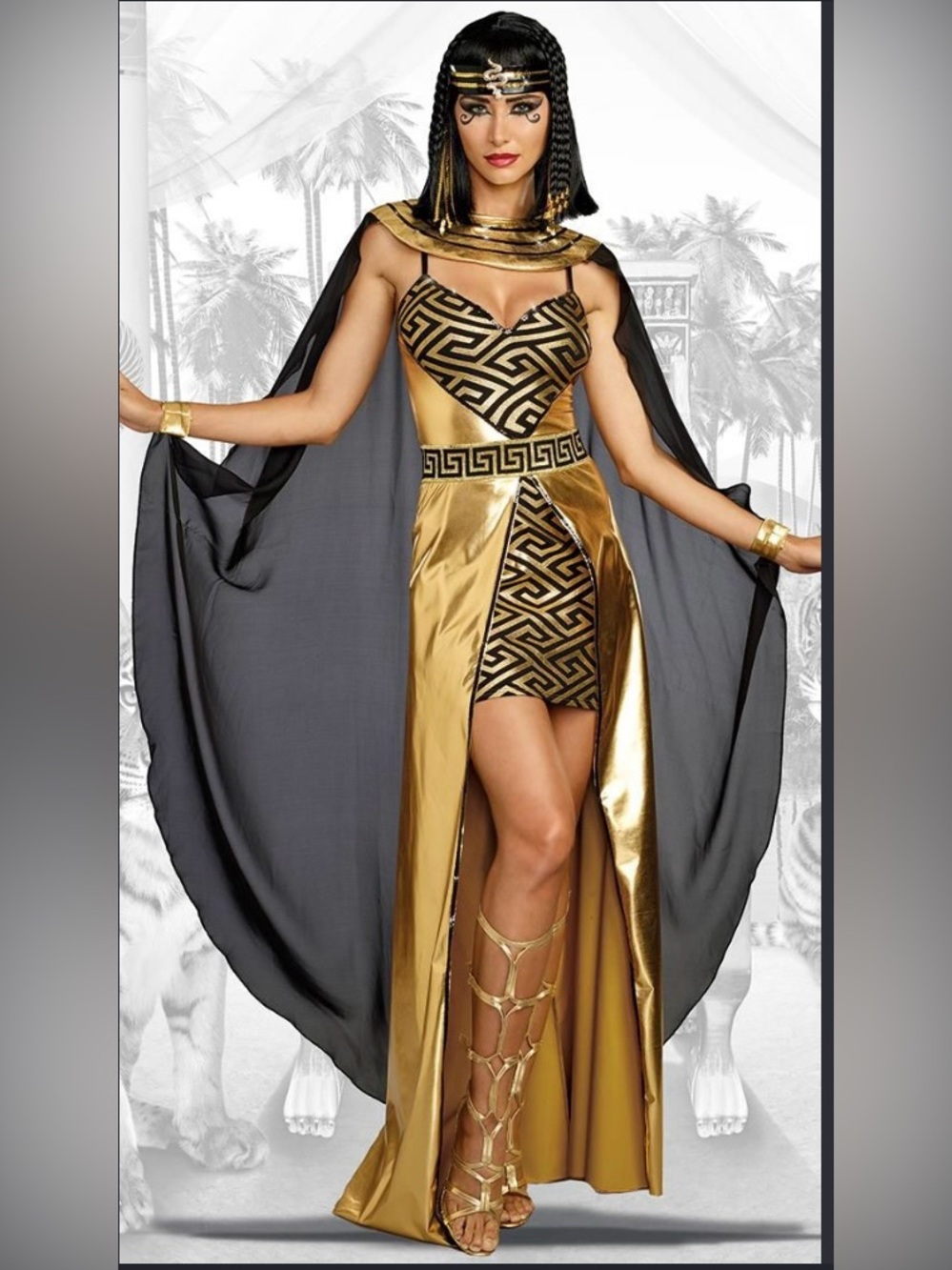 Gold & Black Egyptian-Inspired Evening Dress